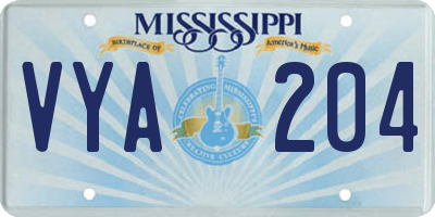 MS license plate VYA204