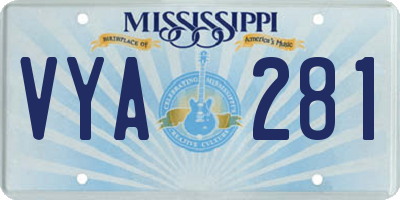 MS license plate VYA281