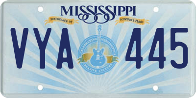 MS license plate VYA445