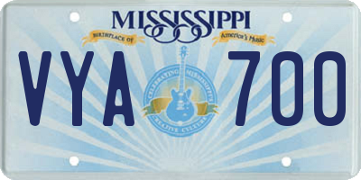 MS license plate VYA700