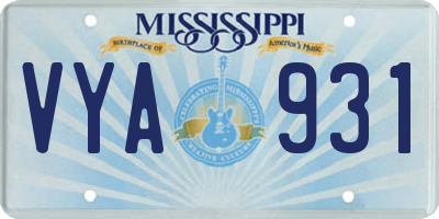MS license plate VYA931