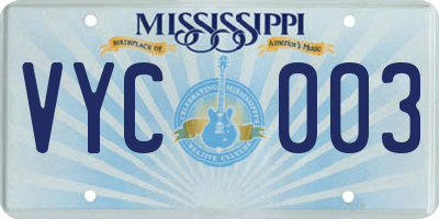 MS license plate VYC003