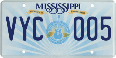 MS license plate VYC005