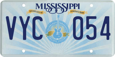MS license plate VYC054