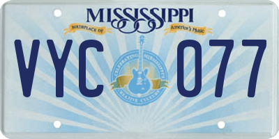 MS license plate VYC077