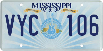 MS license plate VYC106