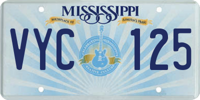 MS license plate VYC125