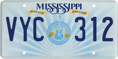 MS license plate VYC312