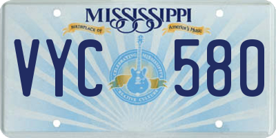 MS license plate VYC580