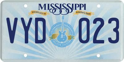 MS license plate VYD023