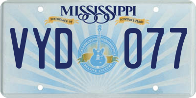 MS license plate VYD077
