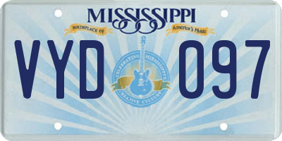 MS license plate VYD097