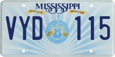 MS license plate VYD115