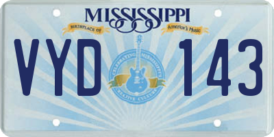 MS license plate VYD143