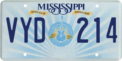 MS license plate VYD214