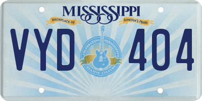 MS license plate VYD404
