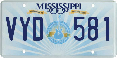 MS license plate VYD581