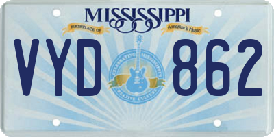 MS license plate VYD862