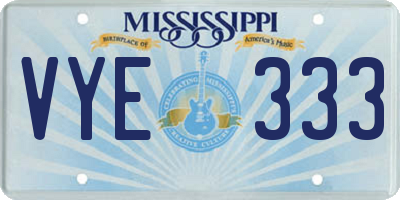 MS license plate VYE333