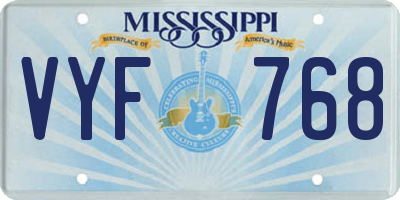 MS license plate VYF768