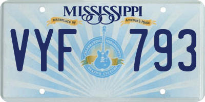 MS license plate VYF793