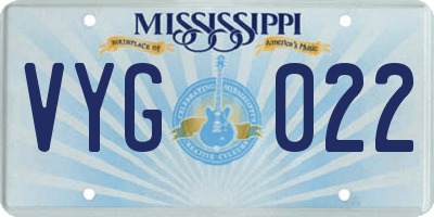 MS license plate VYG022