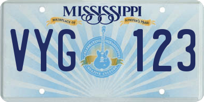 MS license plate VYG123