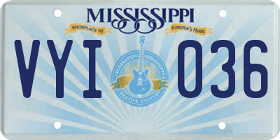 MS license plate VYI036