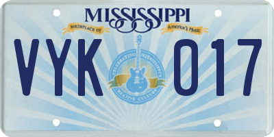 MS license plate VYK017