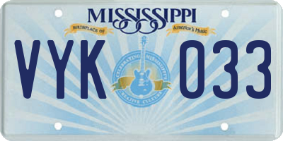 MS license plate VYK033