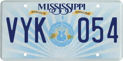 MS license plate VYK054