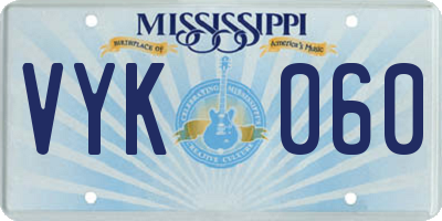 MS license plate VYK060