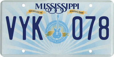 MS license plate VYK078