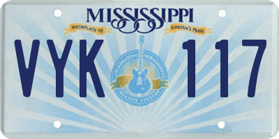 MS license plate VYK117