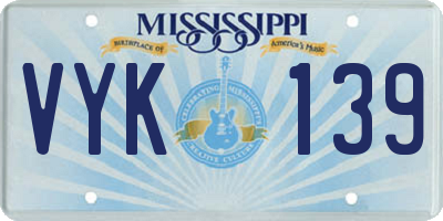 MS license plate VYK139