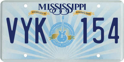 MS license plate VYK154
