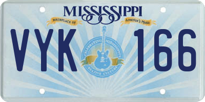MS license plate VYK166