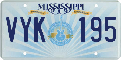 MS license plate VYK195