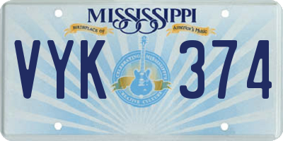 MS license plate VYK374