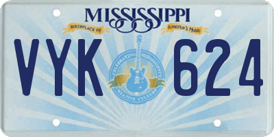 MS license plate VYK624