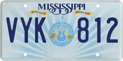 MS license plate VYK812
