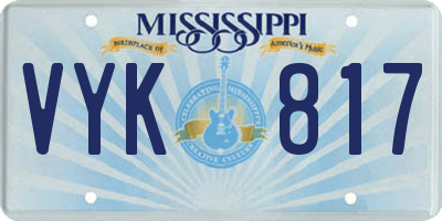 MS license plate VYK817