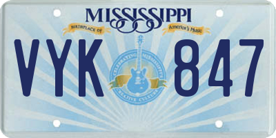MS license plate VYK847