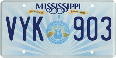 MS license plate VYK903