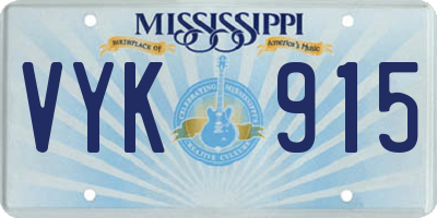 MS license plate VYK915