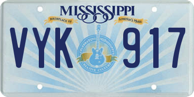 MS license plate VYK917