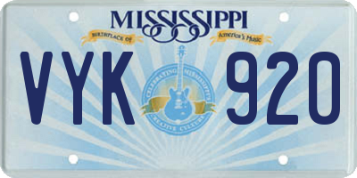 MS license plate VYK920