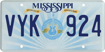 MS license plate VYK924