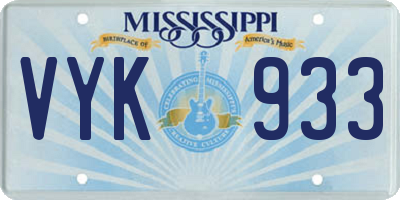 MS license plate VYK933