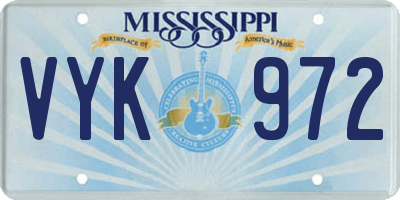 MS license plate VYK972